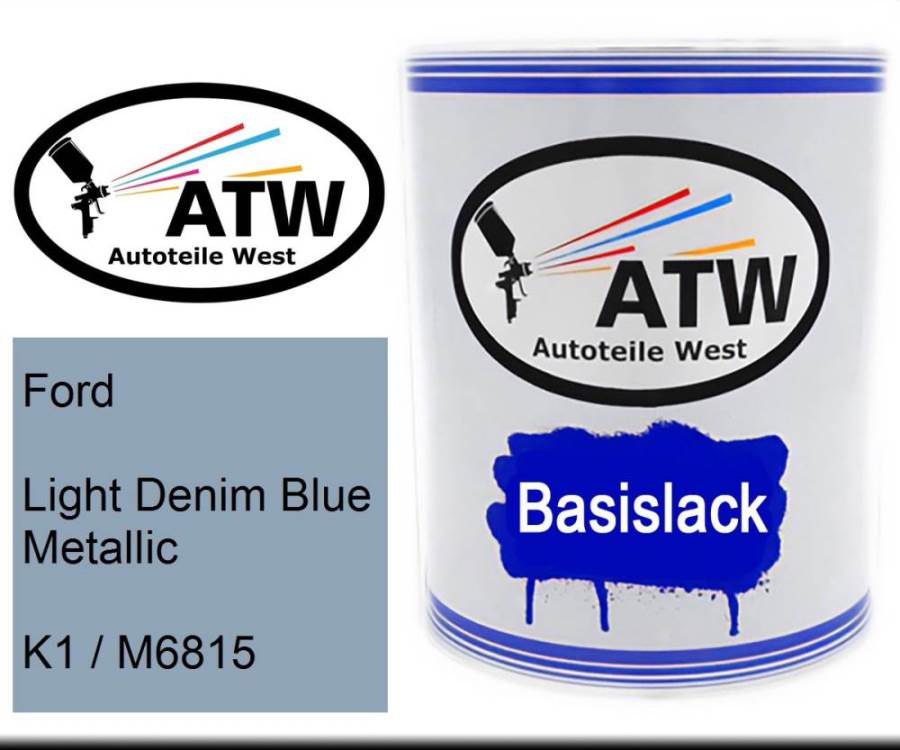 Ford, Light Denim Blue Metallic, K1 / M6815: 1L Lackdose, von ATW Autoteile West.